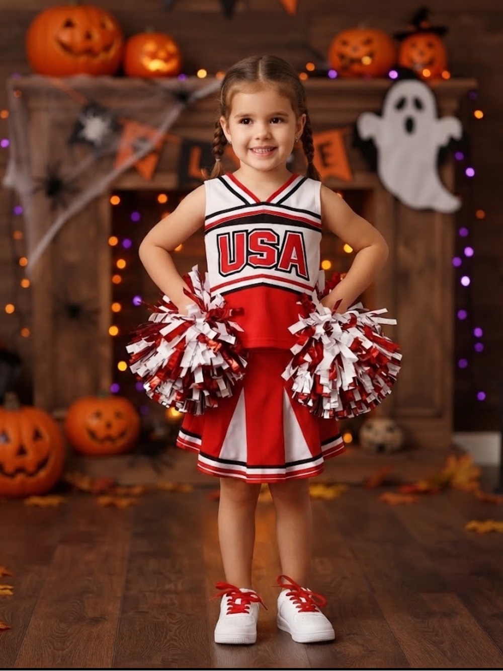 Charades little girl USA cheerleader costume dress up Sz XS